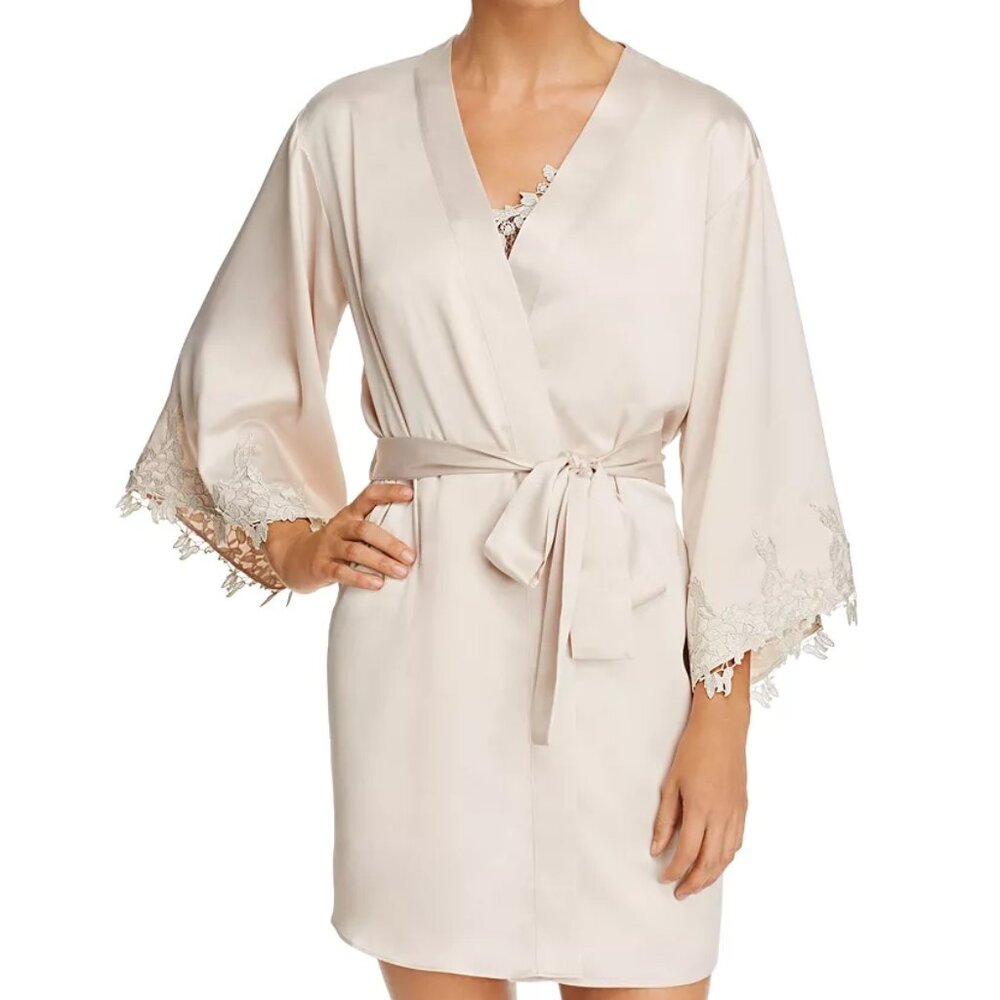 NEW Flora Nikrooz Women Alessia Buff Cut Out Back Lace Embroidered Short Robe - Picture 4 of 5